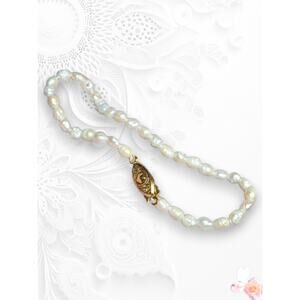 Vintage Genuine Pearl Bracelet Gold Hook Clasp Freshwater 475